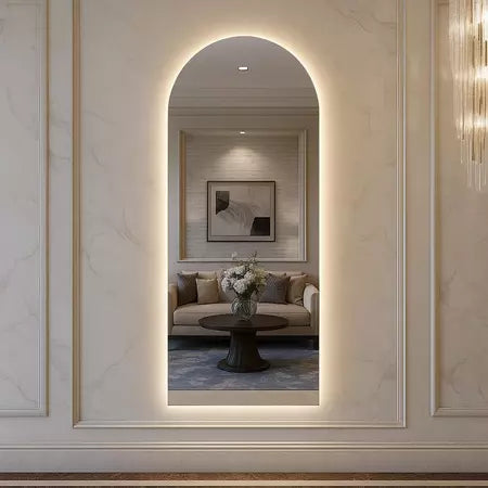 Miroir ovale de luxe avec éclairage LED et support articulé – Style scandinave minimaliste