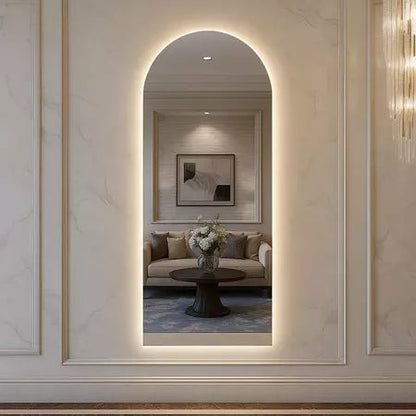 Miroir ovale de luxe avec éclairage LED et support articulé – Style scandinave minimaliste