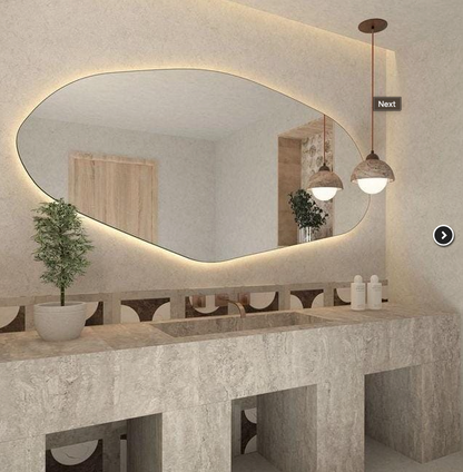 Miroir Organique Irrégulier Géant avec LED Premium - 210 x 80 cm
