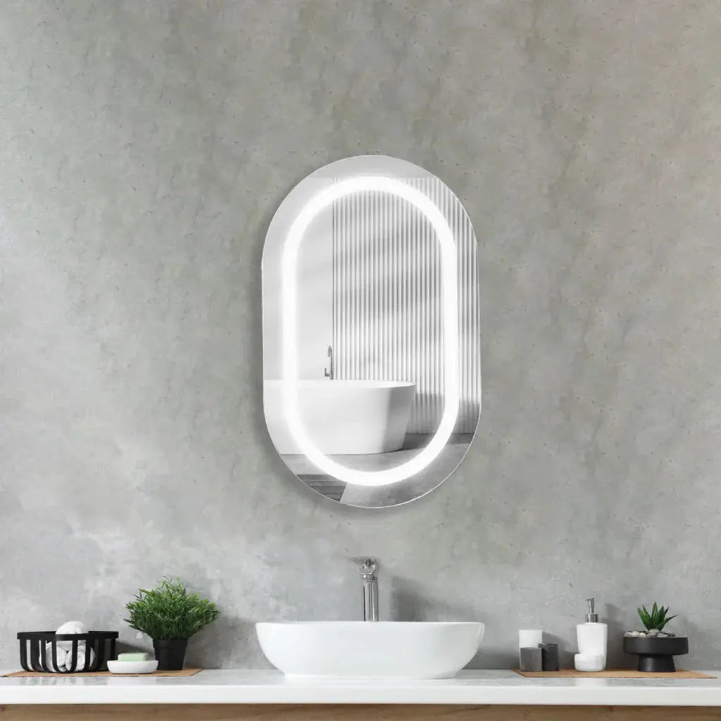 Miroir capsule avec éclairage LED Premium - Verre dépoli Bivolt