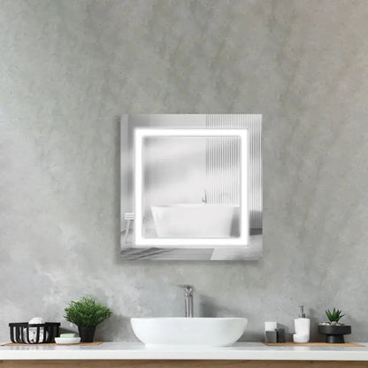 Miroir carré avec cadre sablé et rétroéclairage LED Premium