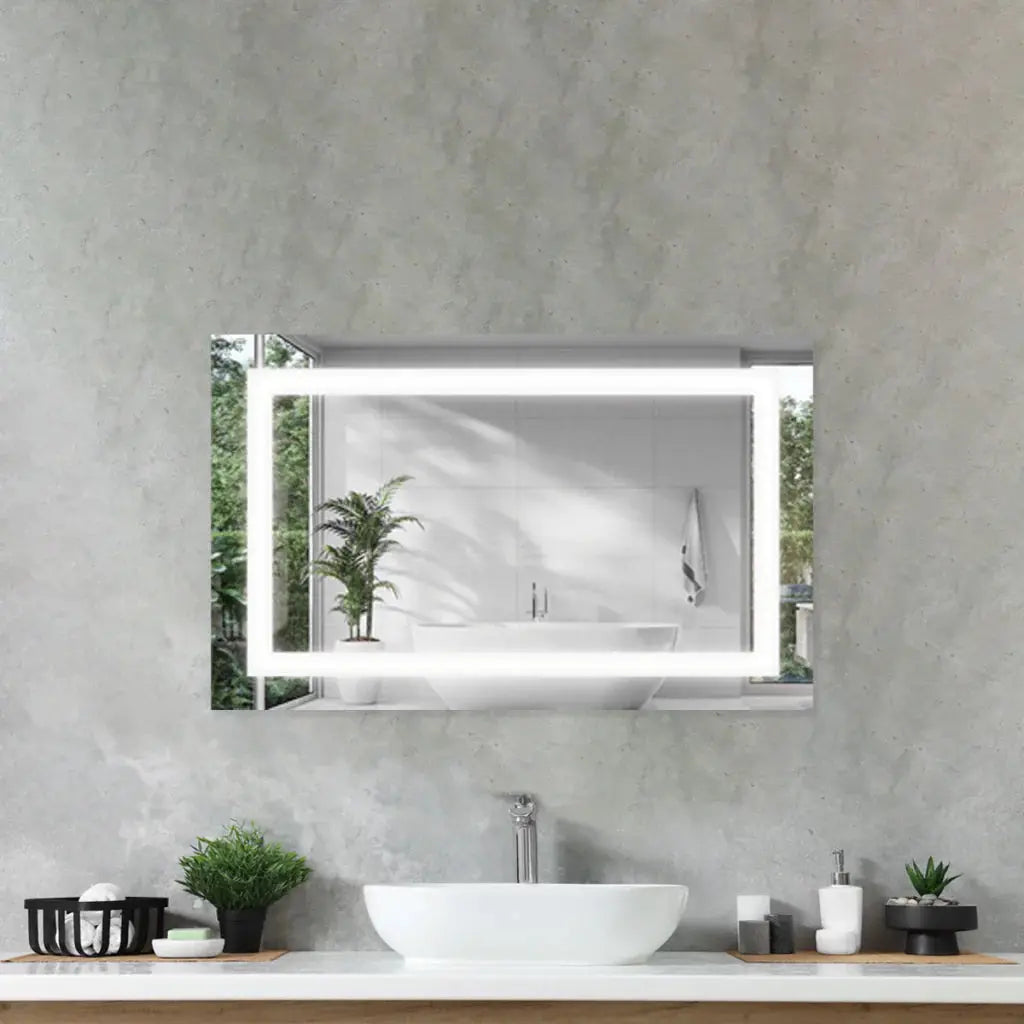 Miroir rectangulaire avec LED intégrées et finition mate premium