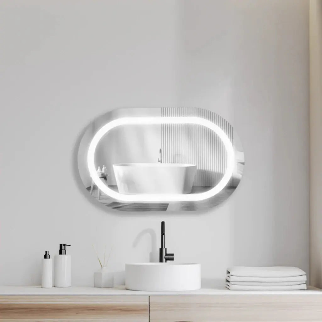 Miroir capsule avec éclairage LED Premium - Verre dépoli Bivolt