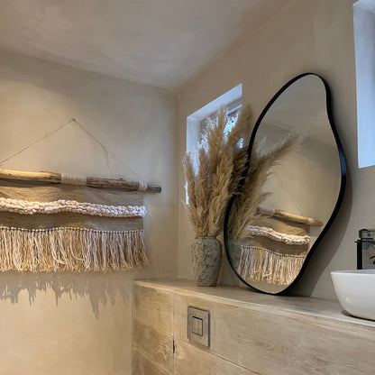Miroir Mural Ava - Design Organique Irrégulier avec Cadre Noir Mat - 100 x 70 cm