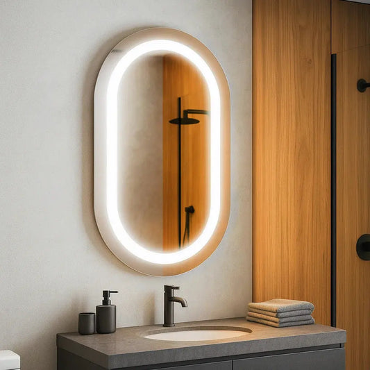 Miroir capsule avec éclairage LED Premium - Verre dépoli Bivolt