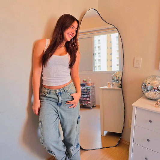 Miroir sur pied organique Design Feu - Cadre fluide 160x55cm